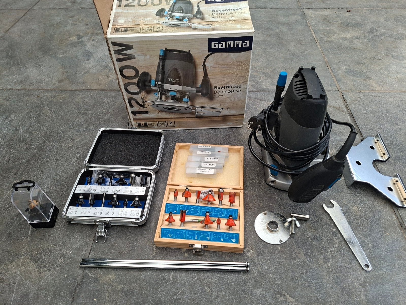 Gamma Bovenfrees 1200W met complete frezenset, Ophalen, Gebruikt, Bovenfrees, Gamma