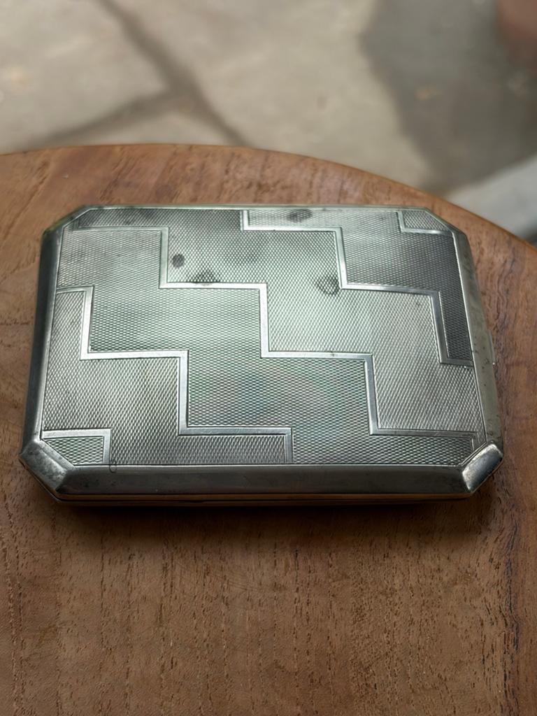 Zilveren Art Deco Sigarettendoos - Landraad Jogjakarta 1932, Ophalen of Verzenden, Zilver