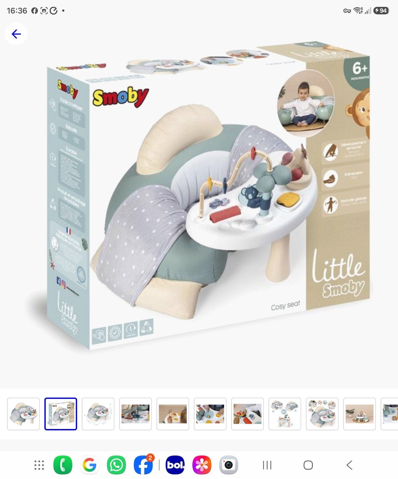 Smoby Little Cosy Seat - Babyzitje met speelblad, Ophalen, Zo goed als nieuw, Overige typen, Afneembaar eetblad