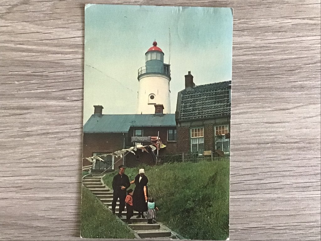 Oude ansichtkaart Urk, Vuurtoren - Gelopen 1967, Ophalen of Verzenden, 1960 tot 1980, Gelopen, Flevoland