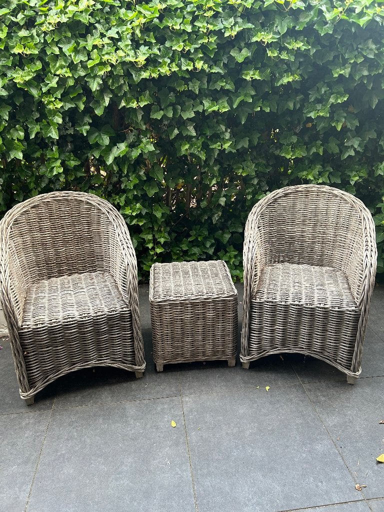 Tuinset rotan, Gebruikt, Bijzettafel, Rotan, Tuinset