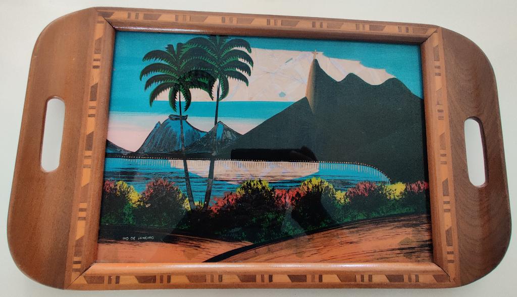 Vintage Braziliaans Art Deco houten dienblad, Antiek en Kunst, Ophalen