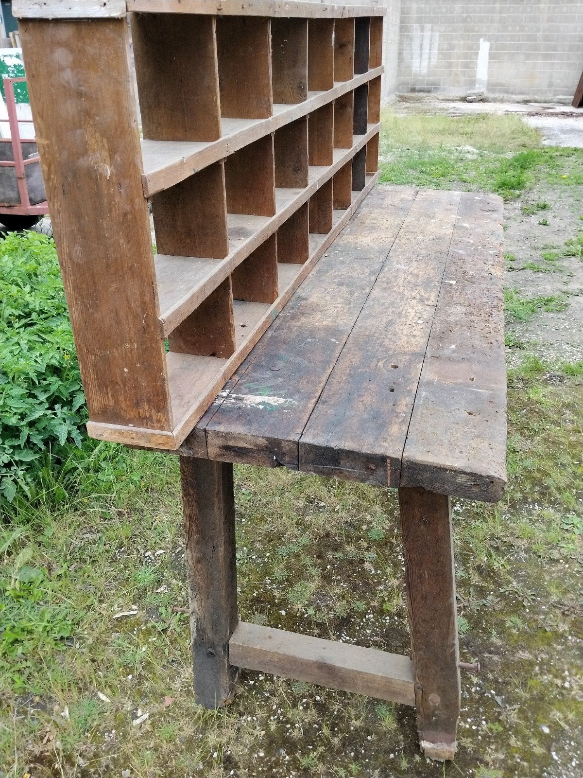 Authentieke Antieke Vintage werkbank van massieve hout, Ophalen, Gebruikt, 170 cm of meer