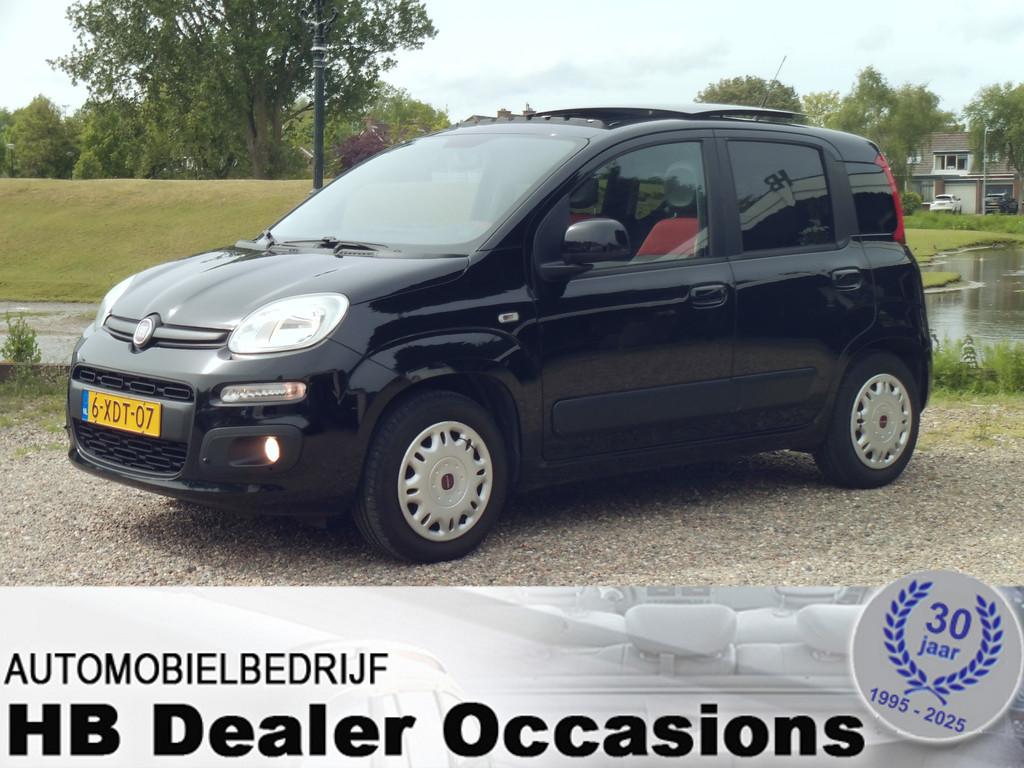 Fiat Panda 0.9 TwinAir Lounge - Airco - Glasdak - Start/Stop, Stof, Gebruikt, Panda, Zwart