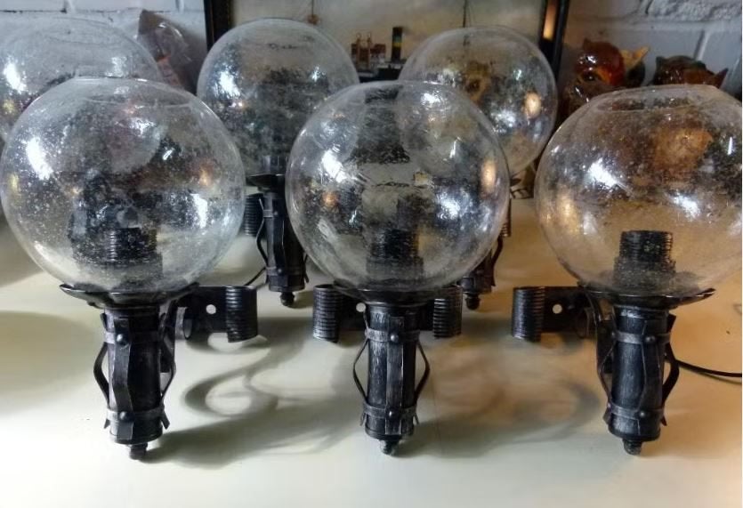 6 x vintage wandlamp Brutalisme 60er jaren stukprijs, Huis en Inrichting, Ophalen, Zo goed als nieuw, Glas
