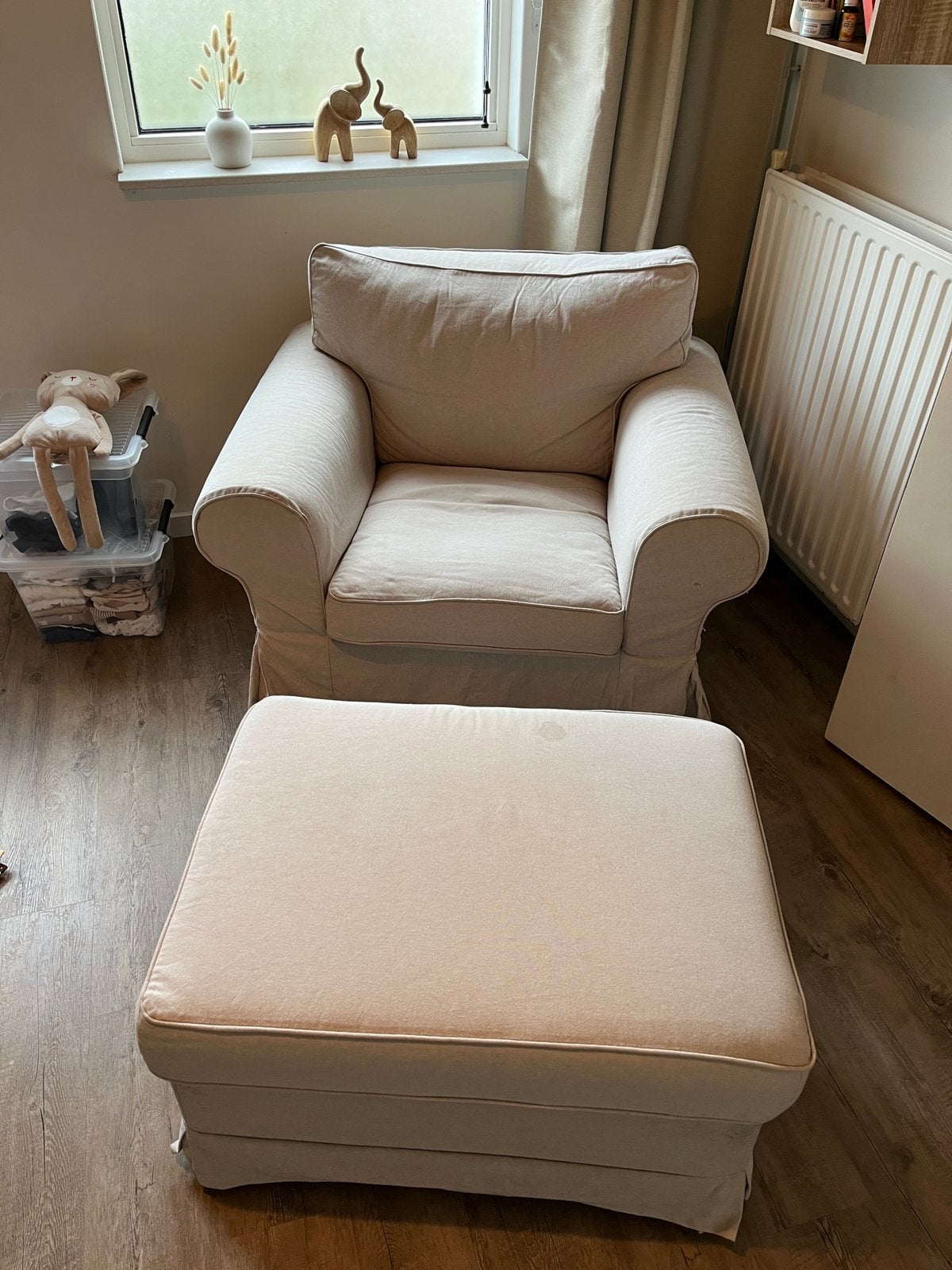 Ikea | Ektorp fauteuil met hocker | GRATIS, Ophalen, Eenpersoons, 75 tot 100 cm, Zo goed als nieuw