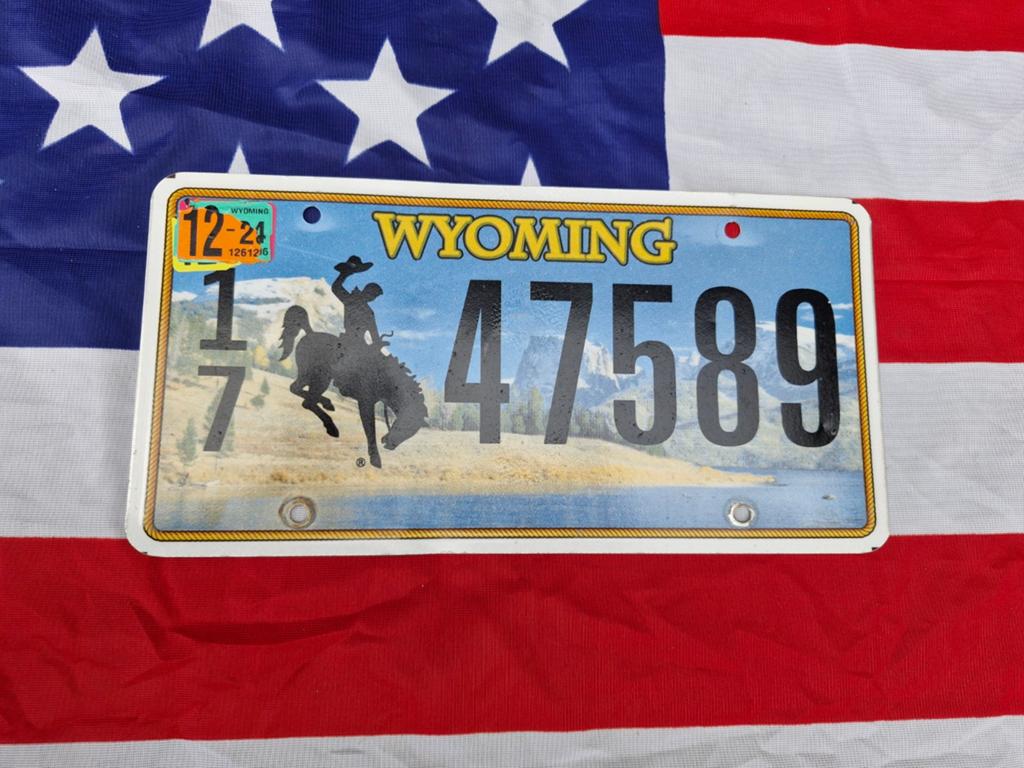Wyoming kentekenplaat Nummerplaat USA license plate, Ophalen of Verzenden, Gebruikt, Auto's