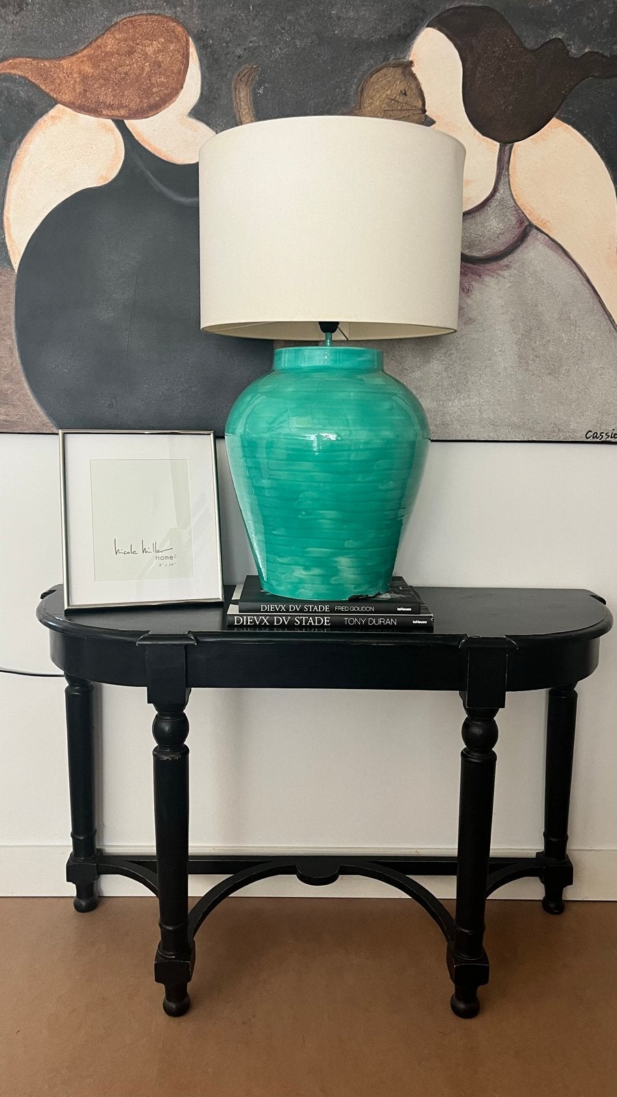 Flamant Side Table Zwart Houtsnijwerk Verweerde Look, Ophalen, Gebruikt, 100 tot 150 cm, Overige houtsoorten