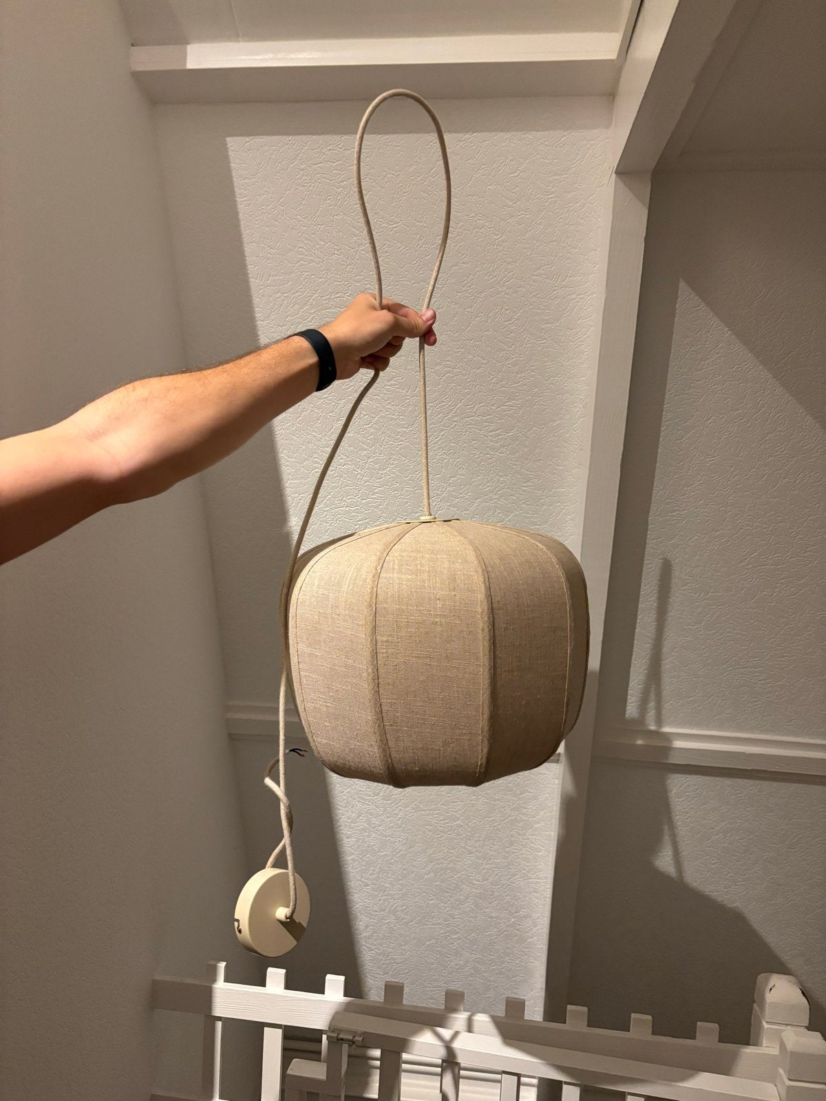 Hanglamp Jet linnen naturel #40 x 30cm, Ophalen of Verzenden, Zo goed als nieuw, Textiel, E27 (groot)
