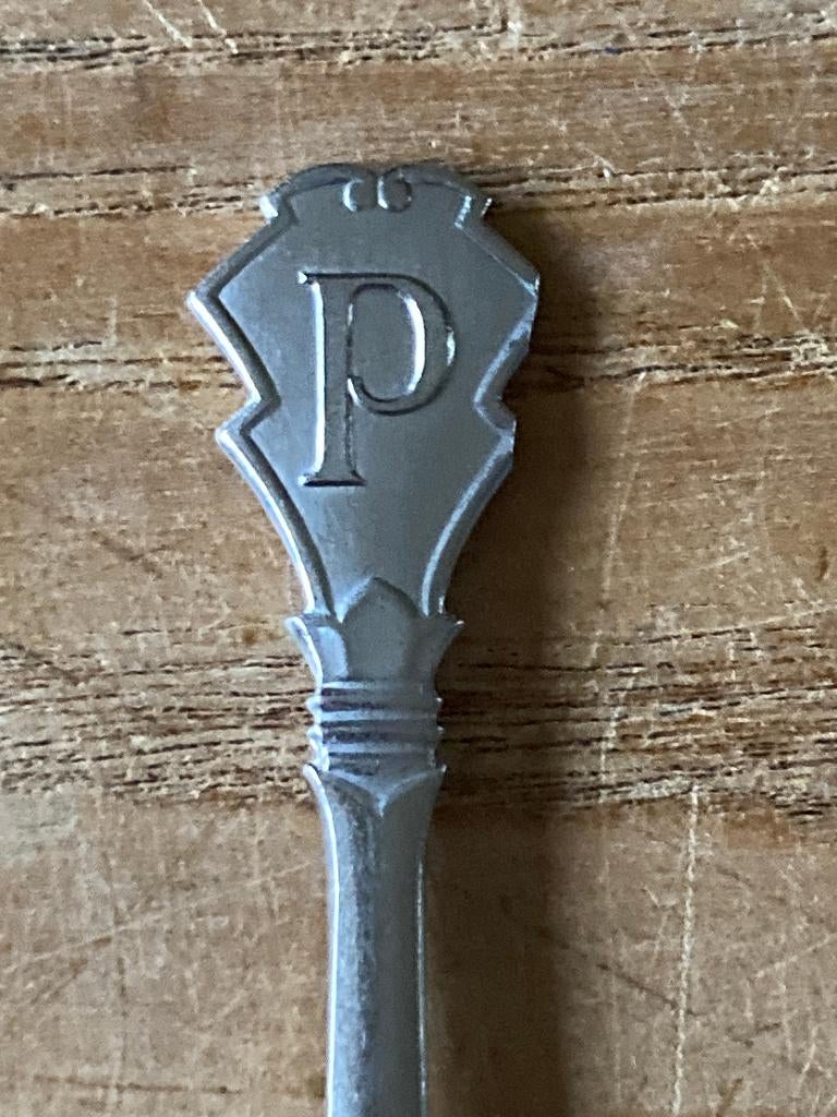 Vintage Gero Zilmeta theelepel monogram letter P, Antiek en Kunst, Antiek | Bestek, Ophalen of Verzenden