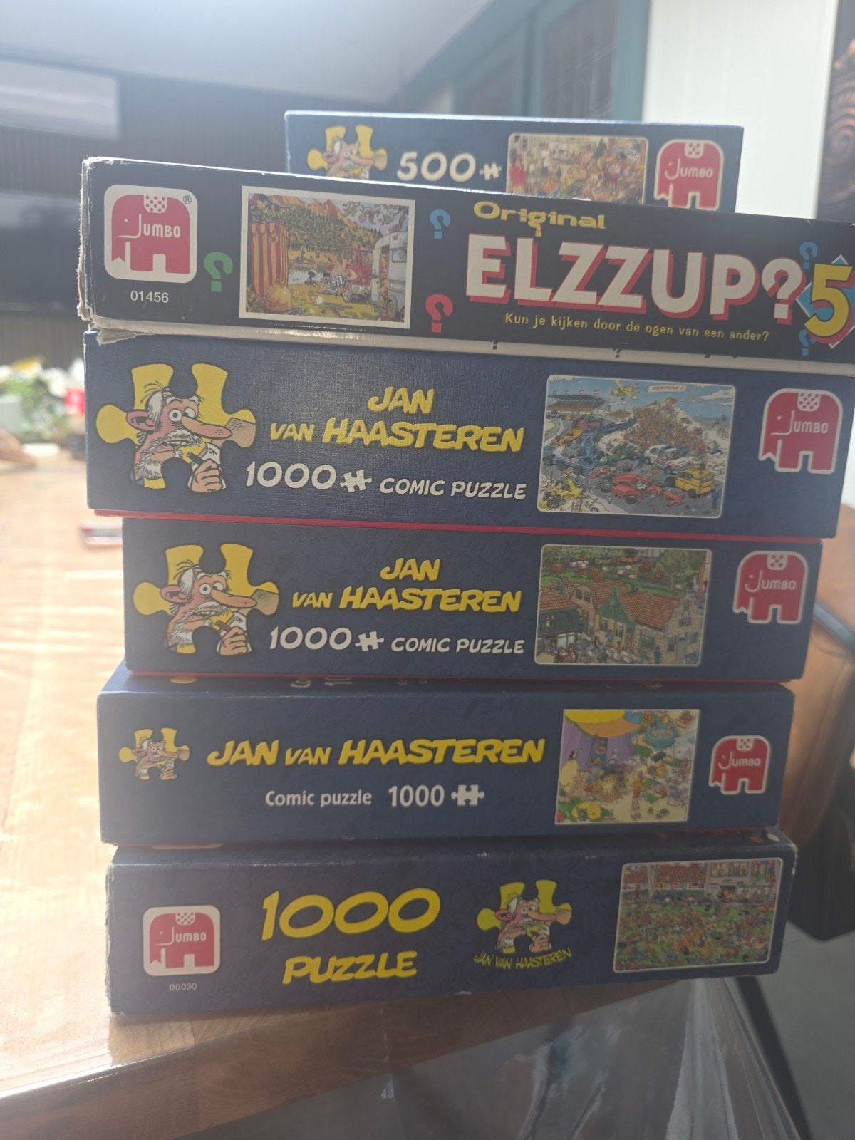 Jan van Haasteren puzzels en Elzzup puzzel, Ophalen of Verzenden, 500 t/m 1500 stukjes, Gebruikt, Legpuzzel