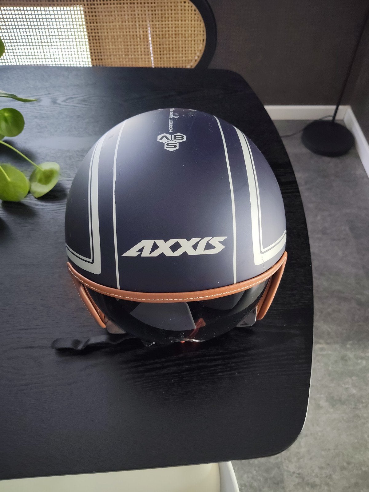 AXXIS Jethelm - Donkerblauw met retro strepen, Motoren, Kleding | Motorhelmen, M, Heren, Jethelm, Tweedehands