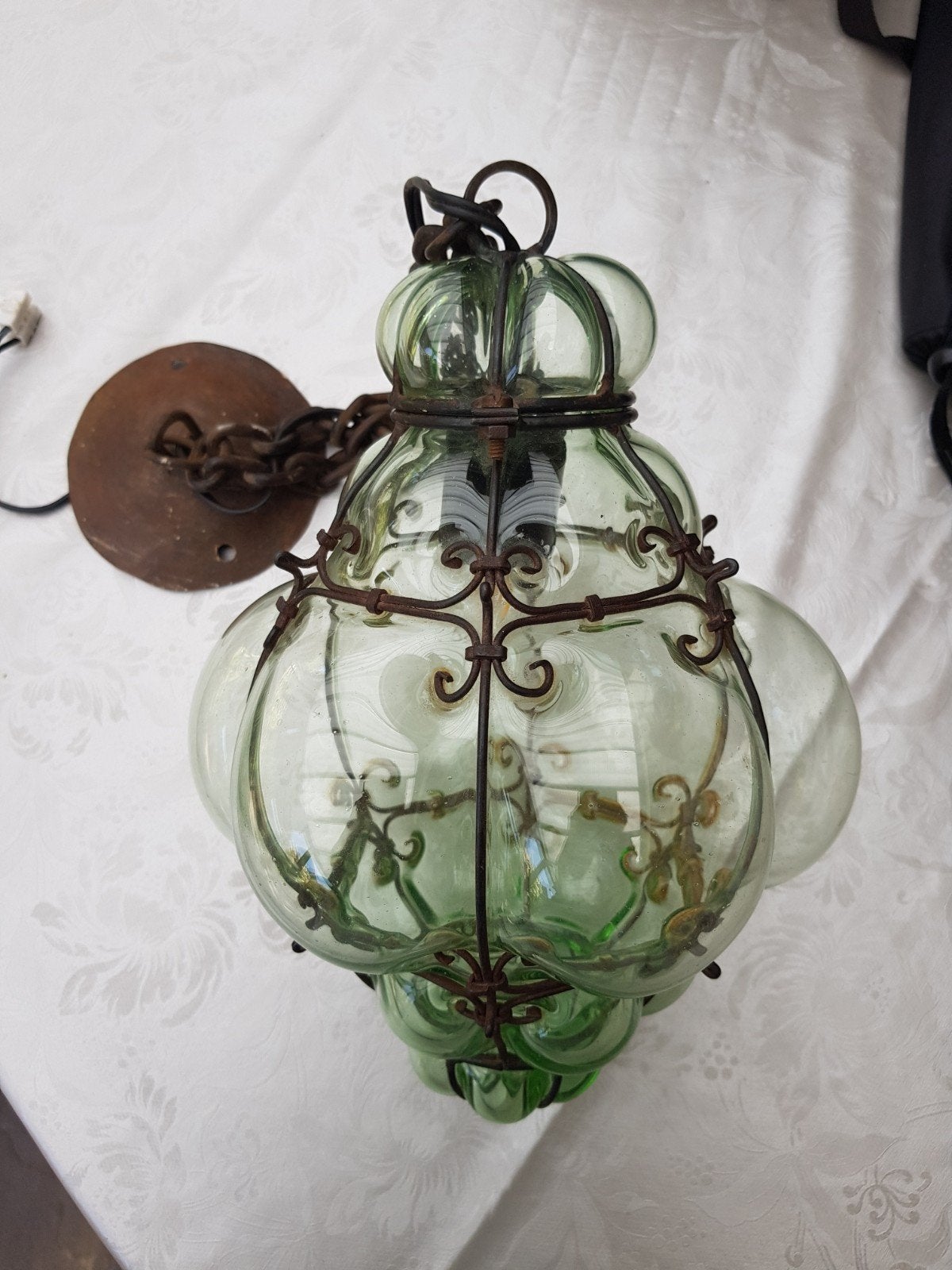 Venetiaans groenige hanglamp lantaarn, Ophalen