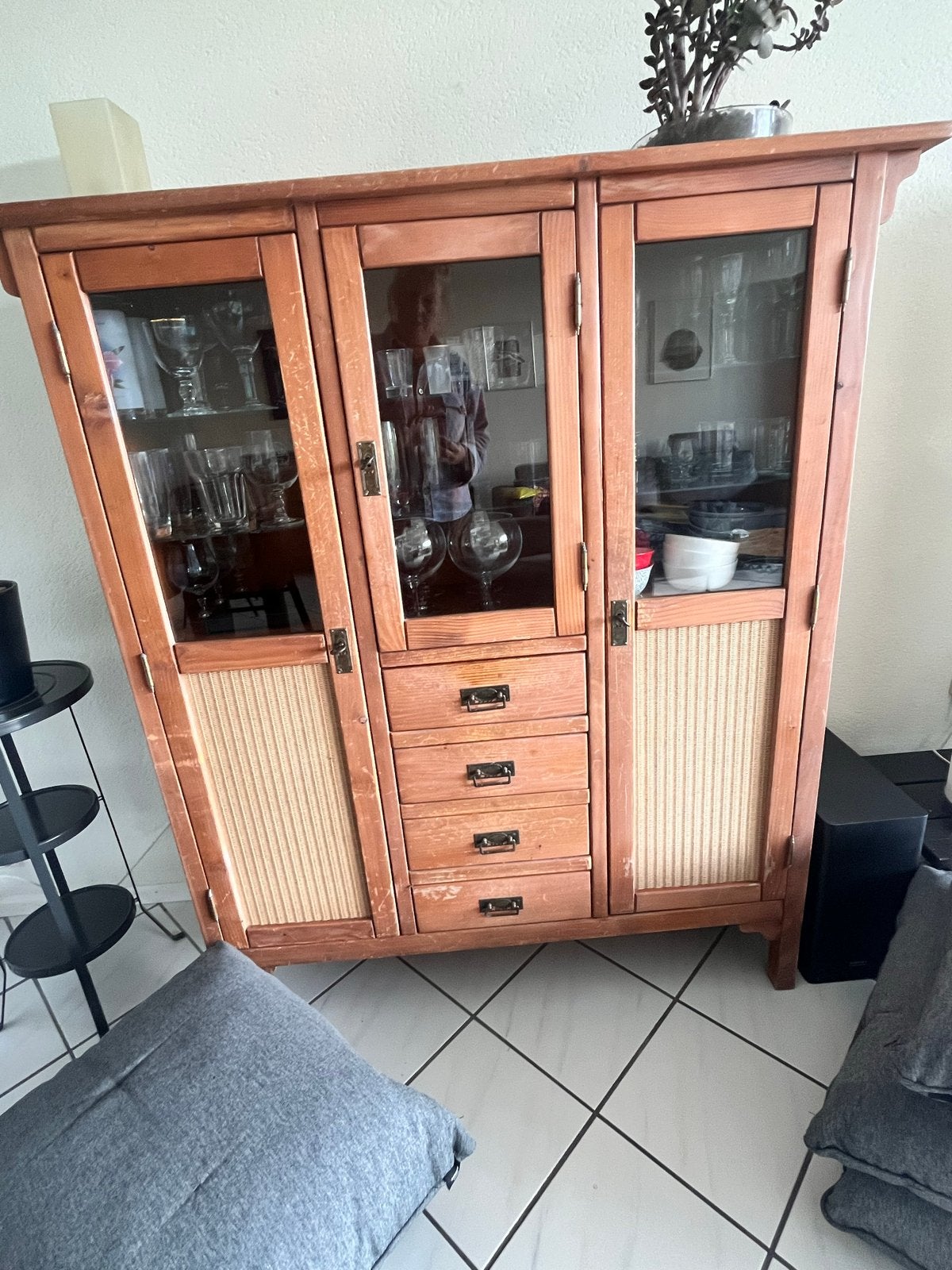 Houten kast met dressoir - Set, Huis en Inrichting, Ophalen, Gebruikt, 100 tot 150 cm, Met lade(s)