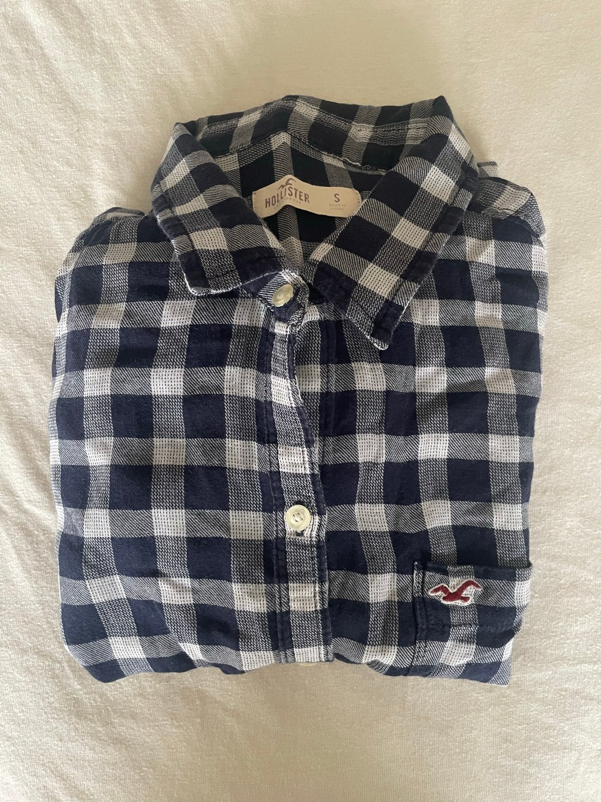 Hollister geruit overhemd - Maat S, Ophalen of Verzenden, Zo goed als nieuw, Maat 36 (S), Blauw