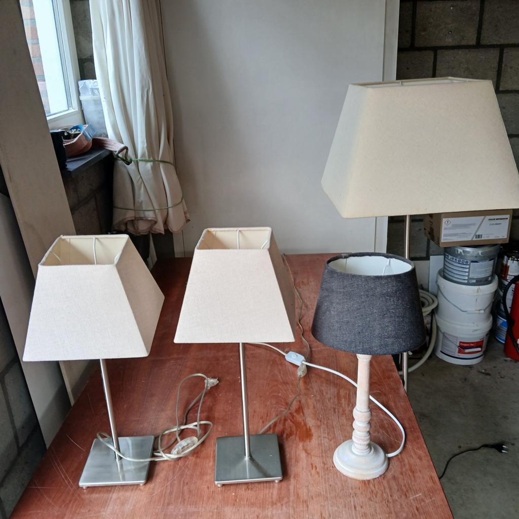 Set van 3 tafellampen en 1 staande lamp, Ophalen, Gebruikt, Modern en klassiek, 75 cm of meer