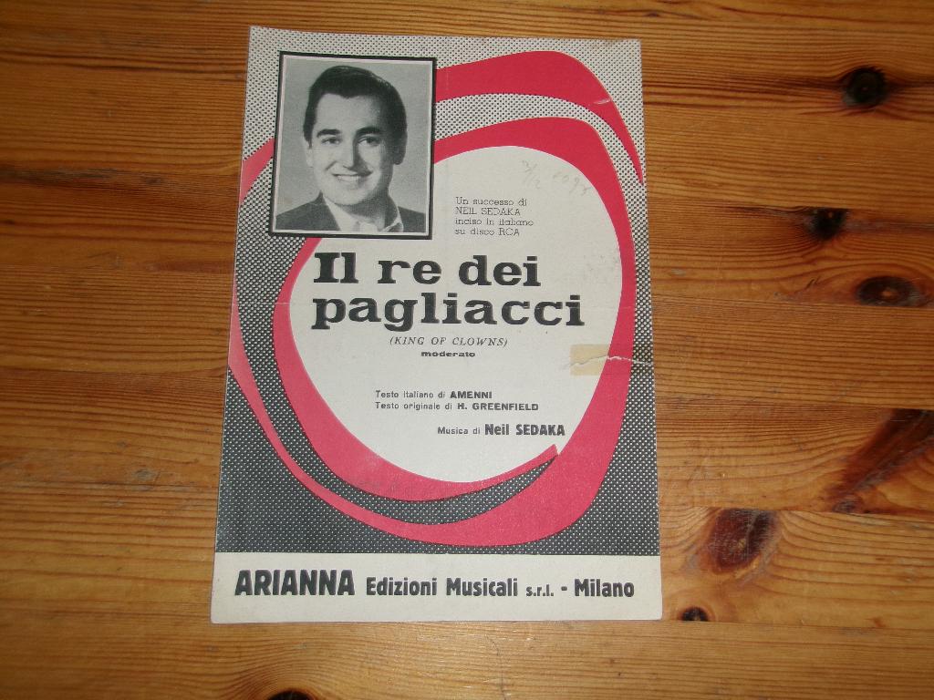 Il re dei pagliacci - Nel Sedaka, Muziek en Instrumenten, Bladmuziek, Gebruikt, Banjo of Mandoline, Ophalen of Verzenden, Artiest of Componist