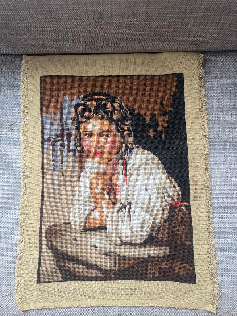 Borduurwerk Rembrandt, meisje aan het venster, Antiek en Kunst, Ophalen of Verzenden