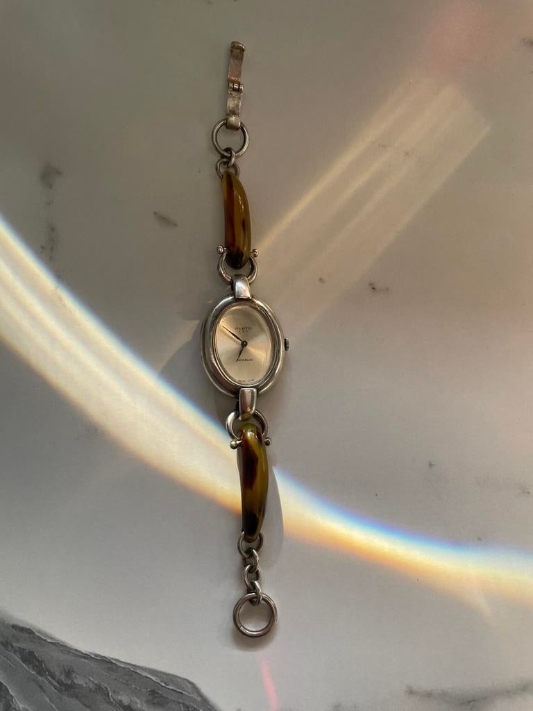 PLATO zilveren dames horloge Zwitserland 18,5 cm, Ophalen of Verzenden, Zilver, Overige typen