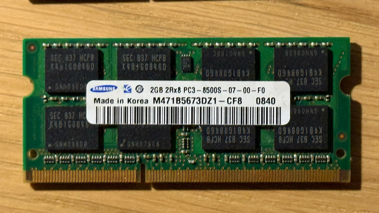 Samsung 2GB DDR3 Laptop RAM PC3-8500S, Ophalen, Gebruikt, DDR3, 2 GB
