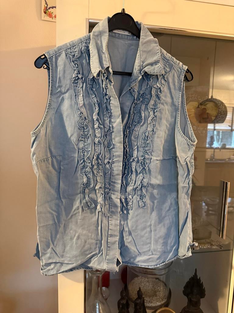 Mouwloze blouse Hauber maat 42/44, Ophalen of Verzenden, Zo goed als nieuw, Maat 42/44 (L), Blauw