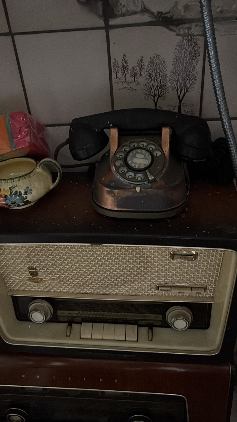 Vintage Telefoon en Radio Set - Jaren '50/'60 Stijl, Antiek en Kunst, Ophalen of Verzenden