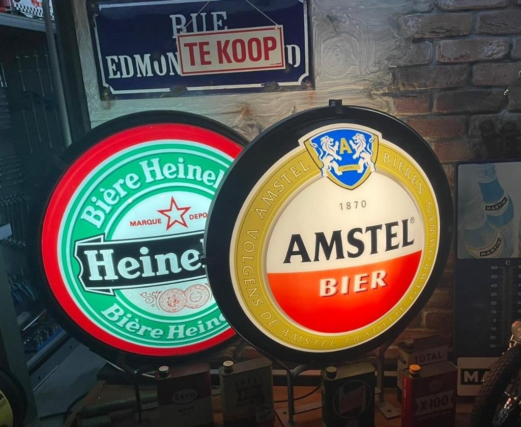 HEINEKEN EN AMSTEL BIER LICHT RECLAMES, Ophalen, Gebruikt, Lichtbak of (neon) lamp