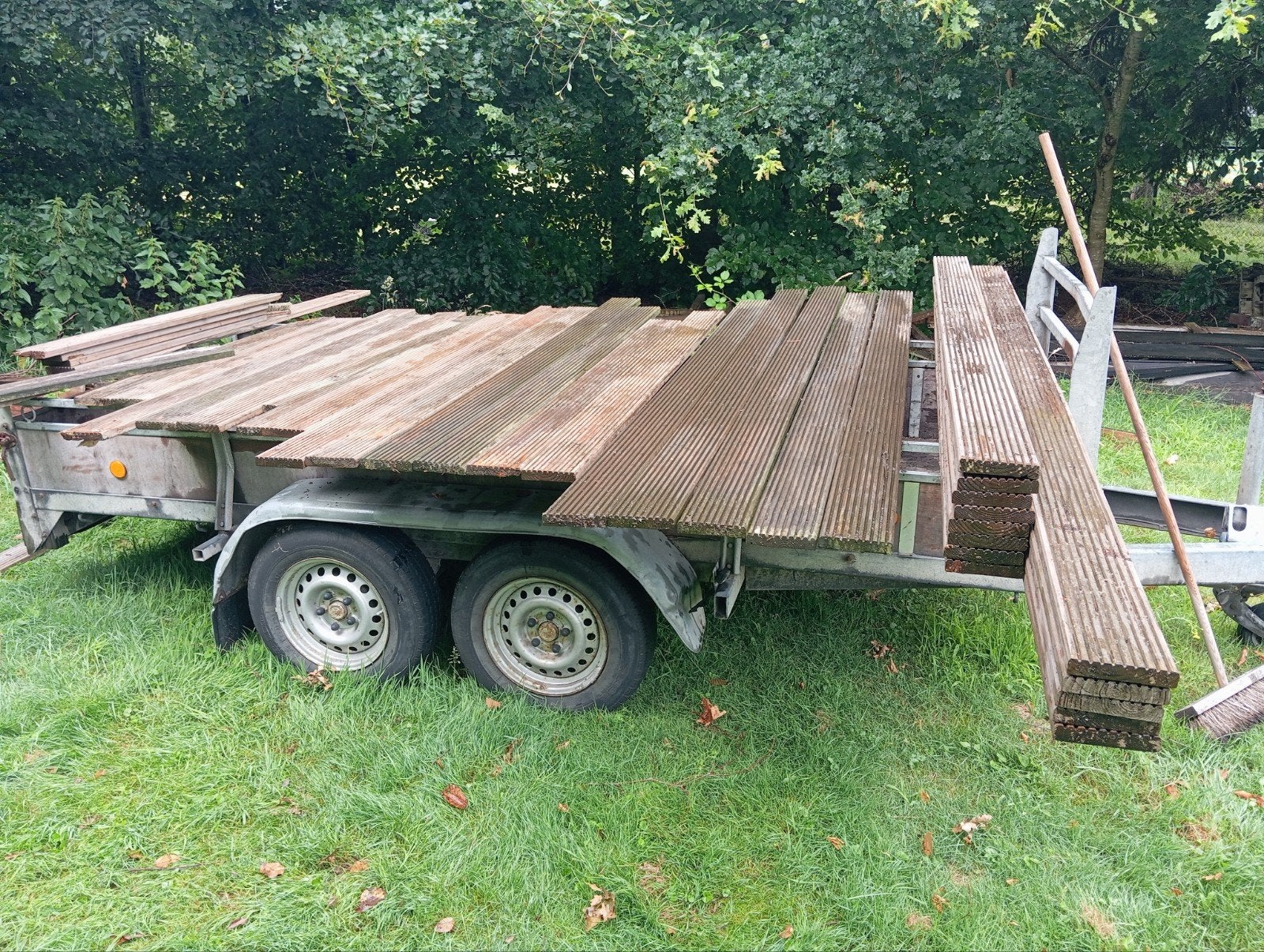 Ruim 12m2 Vlonder planken kopmaat: 27mmx140mm, Tuin en Terras, Terrasdelen en Vlonders, Gebruikt, Hout, Ophalen