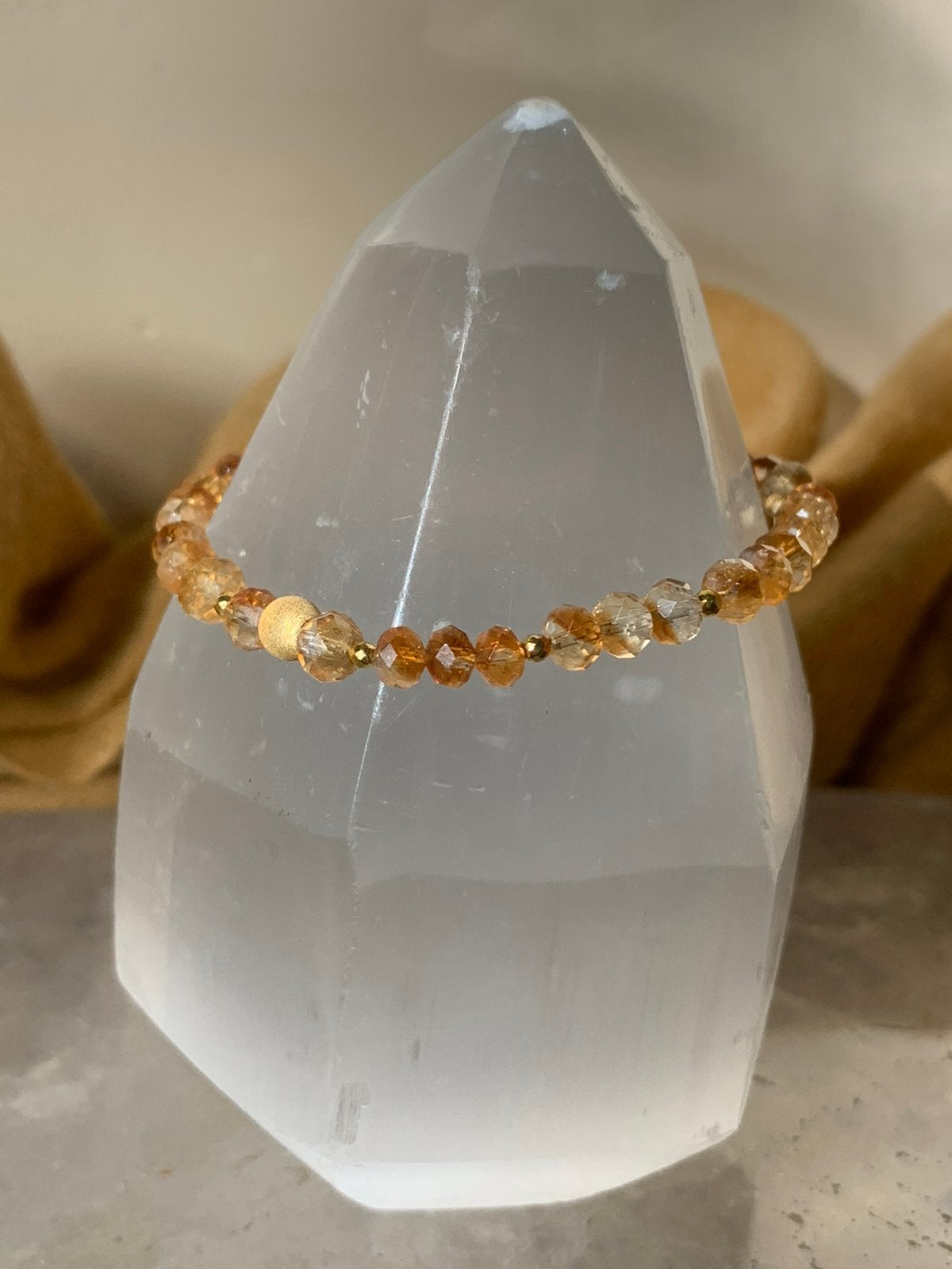 Citrien zilver beschermt geluk vreugde welvaart magie, Met bedels of kralen, Geel, Magnolia11, Nieuw