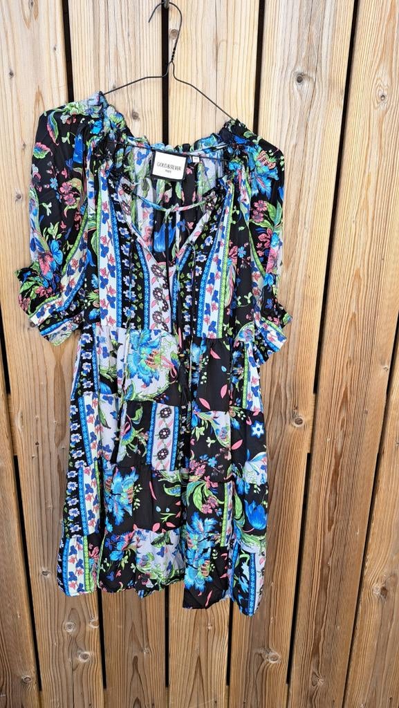 Zomerse bloemenjurk van Cold & silver, Kleding | Dames, Jurken, Maat 38/40 (M), Zwart, Ophalen of Verzenden, Zo goed als nieuw
