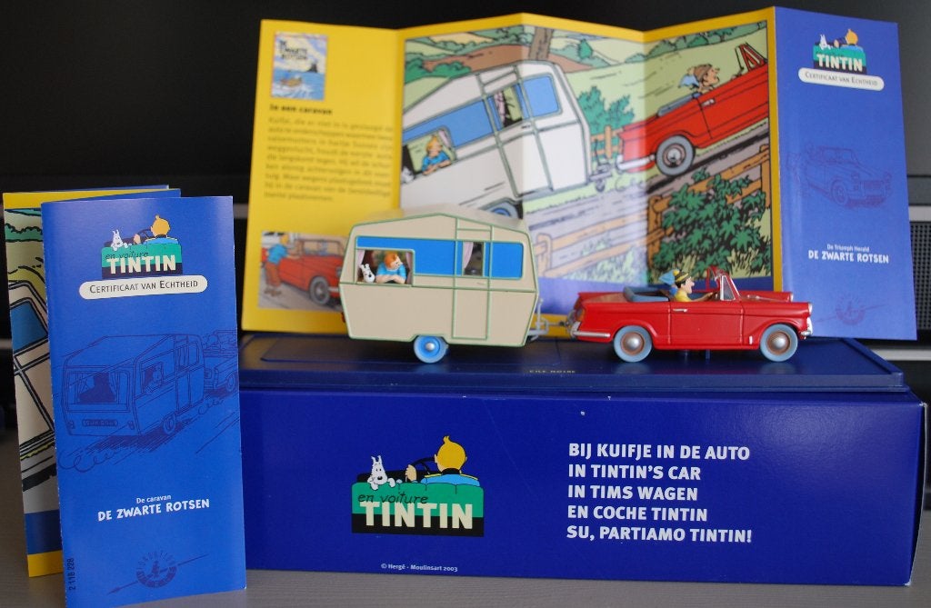 Kuifje auto No. 28 De caravan + No. 29 De Triumph Herald, Ophalen of Verzenden, Zo goed als nieuw, Auto, Overige merken