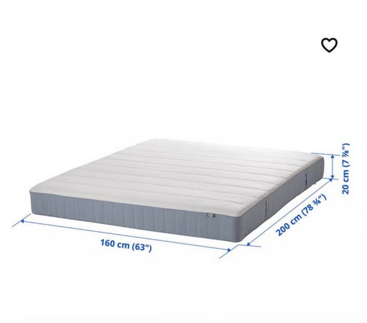 IKEA VESTERÖY matras, 160x200 cm, medium stevig, Ophalen, Tweepersoons, Zo goed als nieuw, Matras