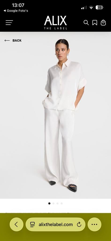 Alix The Label Broek Shine Wide Leg Cream - maat XS - ZGAN, Ophalen of Verzenden, Zo goed als nieuw, Maat 34 (XS) of kleiner, Lang