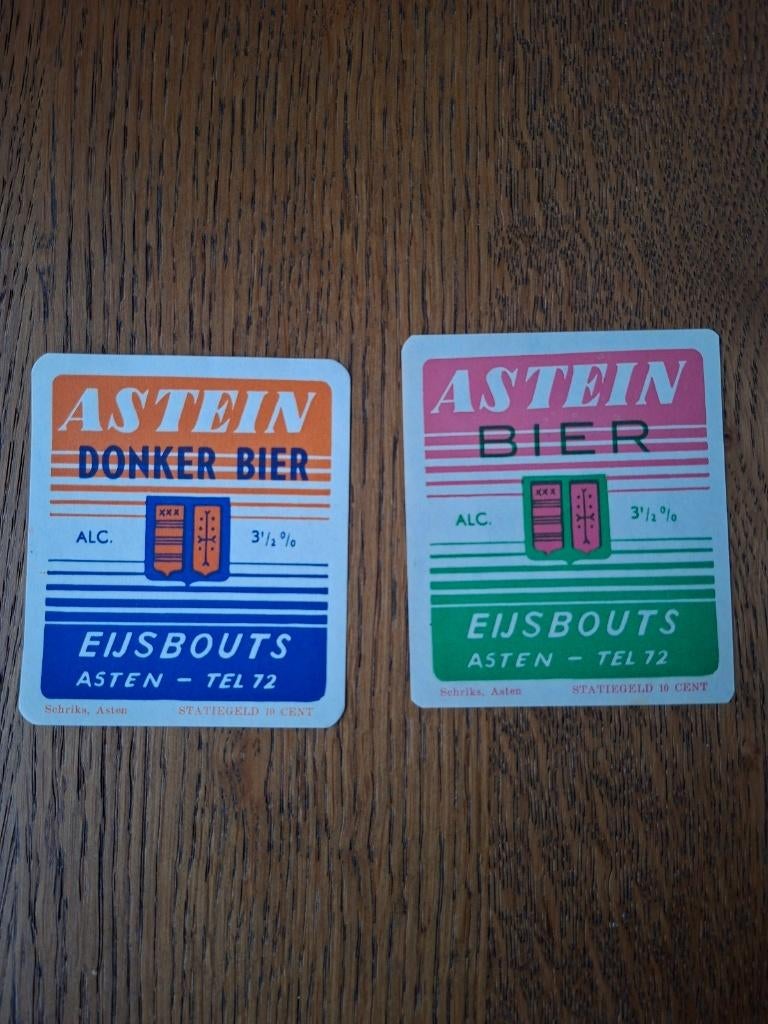 2 x Astein bier oud etiket, ongebruikt, Verzamelen, Biermerken, Ophalen of Verzenden, Nieuw, Overige typen, Overige merken