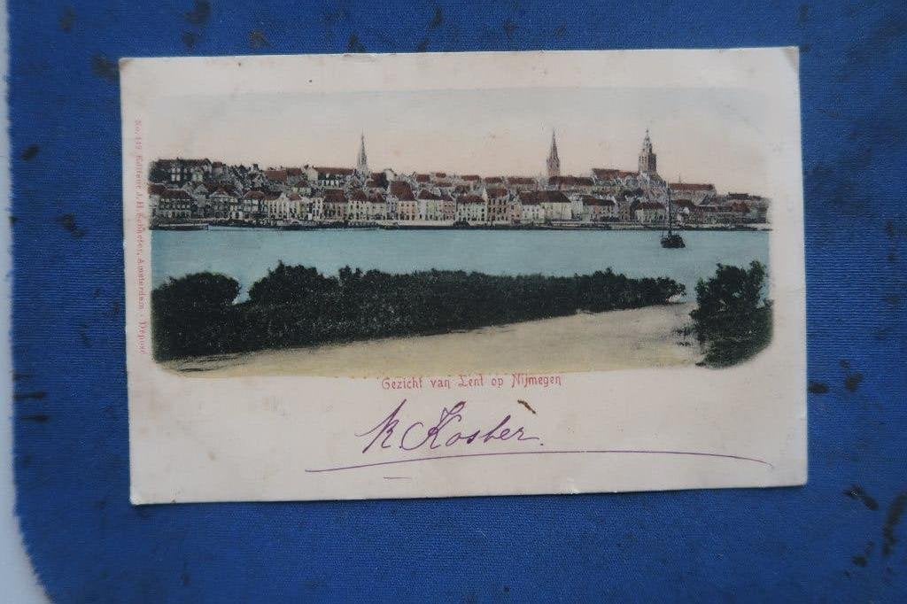 Nijmegen,gezicht van Lent op nijmegen-1902, Verzamelen, Ansichtkaarten | Nederland, Ophalen of Verzenden, Voor 1920, Gelopen, Gelderland