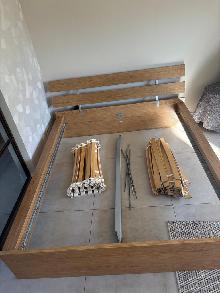 Ikea tweepersoonsbed eiken 160x200cm, Ophalen, Gebruikt, Tweepersoons, 160 cm