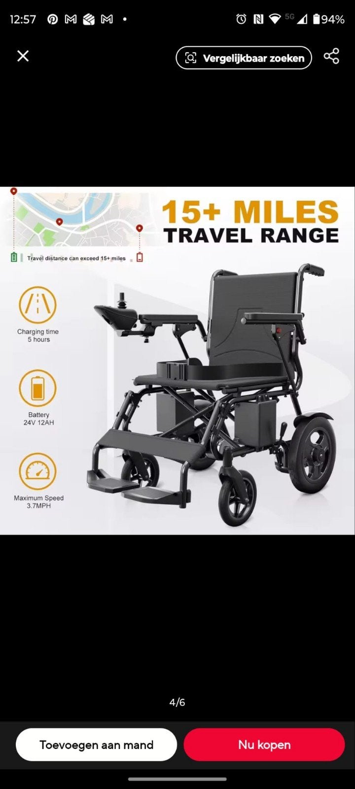 Electrisch opvouwbare rolstoel nieuw, Diversen, Rolstoelen, Ophalen of Verzenden, Nieuw, Elektrische rolstoel