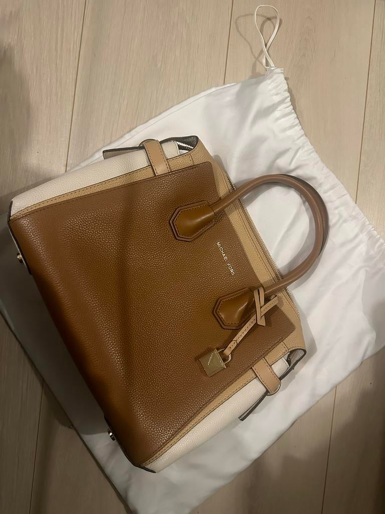 Originele Michael Kors Handtas - Bruin/Beige, Ophalen of Verzenden, Zo goed als nieuw, Bruin, Handtas