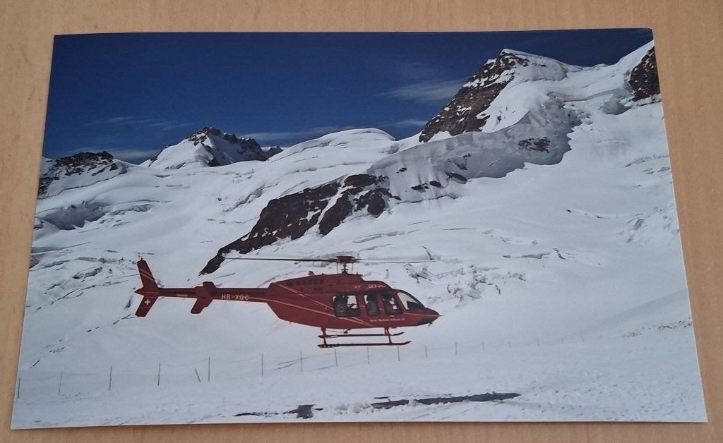 Foto van reddingshelikopter Jungfrau Zwitserland - 1997, Verzenden, 1980 tot heden, Foto, Nieuw