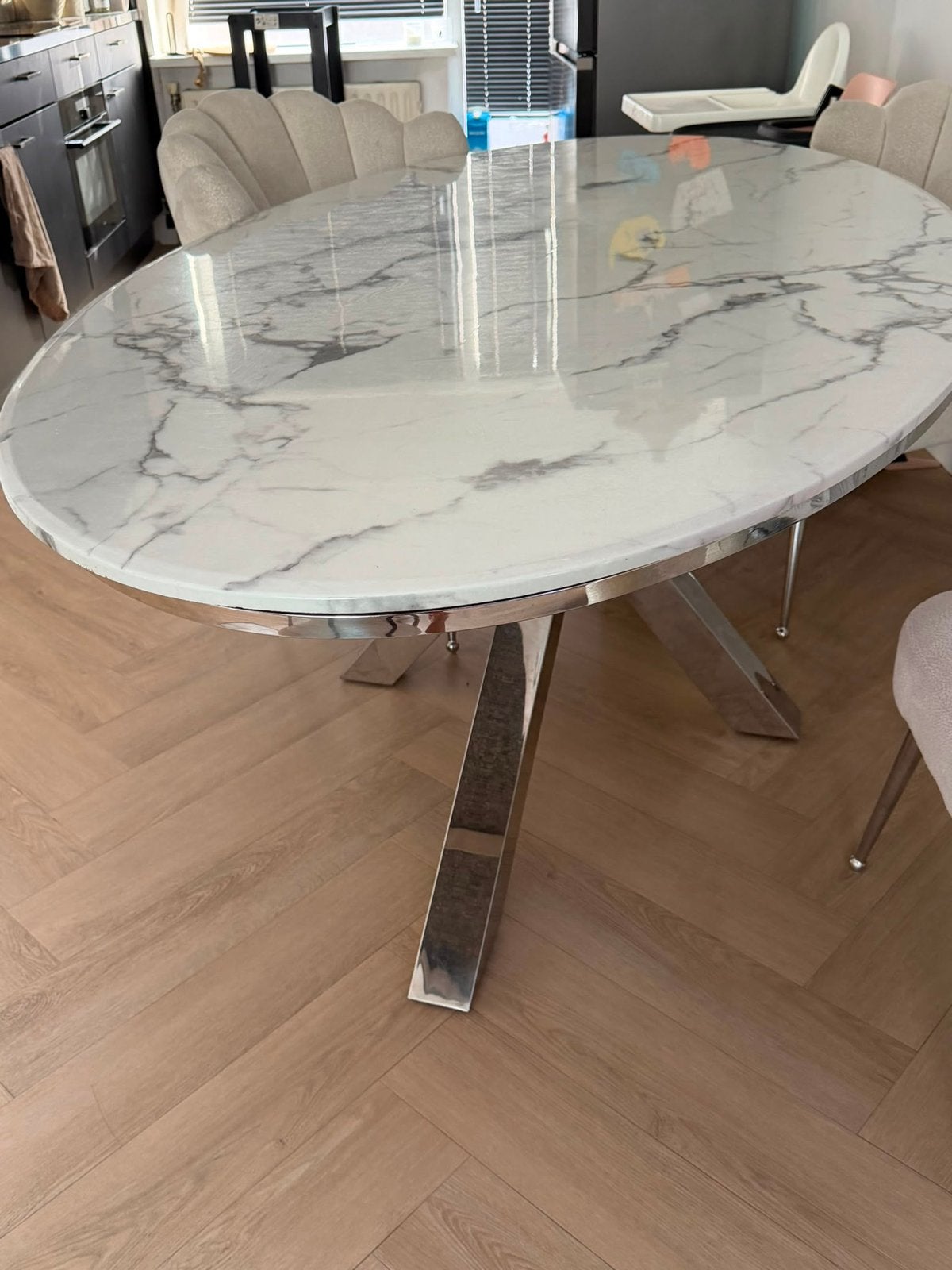 Eettafel & Salontafel set marmer, Huis en Inrichting, Ophalen, Overige materialen, Gebruikt, 100 tot 150 cm