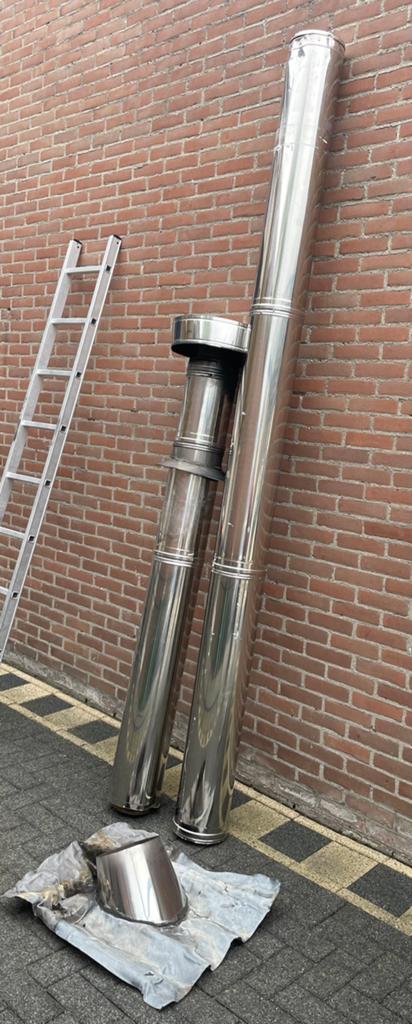 Dubbelwandig rookkanaal van roestvrijstaal, Doe-het-zelf en Verbouw, Ophalen, Gebruikt