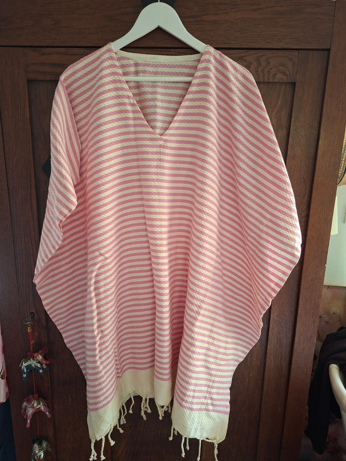 Roze gestreepte kaftan/strandjurk, Overige typen, Ophalen of Verzenden, Roze, Onbekend