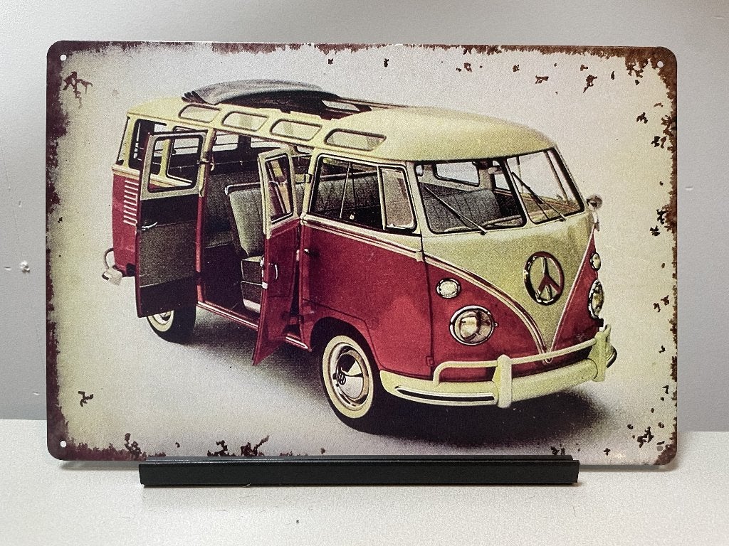 VW Volkswagen bus T1 metalen wandbord (Old Look), Verzamelen, Ophalen of Verzenden, Nieuw, Auto's
