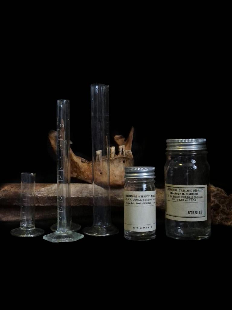 Antiek laboratorium glas + apothekers flesjes, Antiek en Kunst, Ophalen of Verzenden