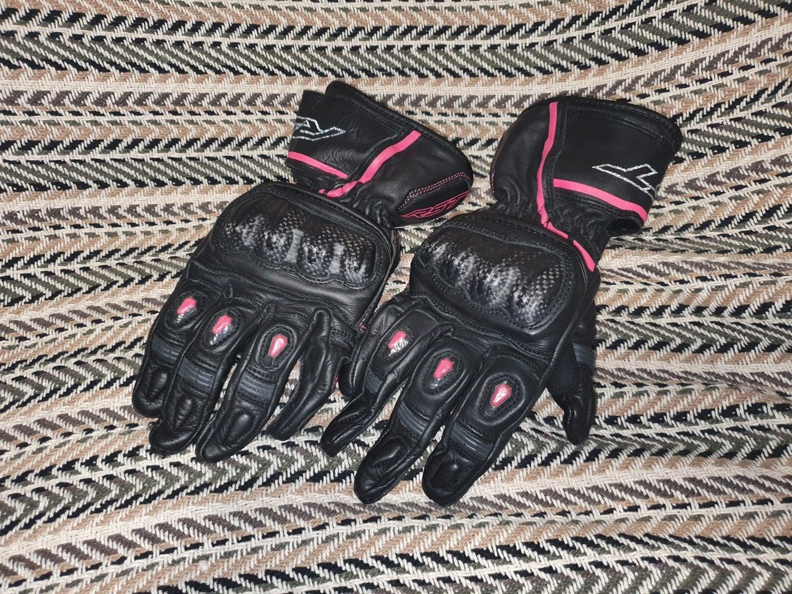 RST S-1 Dames Motorhandschoenen Zwart/Roze - Zomer Maat: S, Ophalen, Tweedehands, Dames, Handschoenen