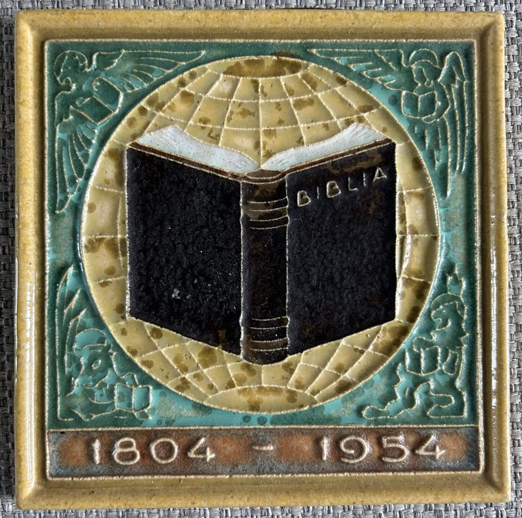 Porceleyne Fles cloisonne tegel BIBLIA 1804-1954, Antiek en Kunst, Antiek | Wandborden en Tegels, Verzenden