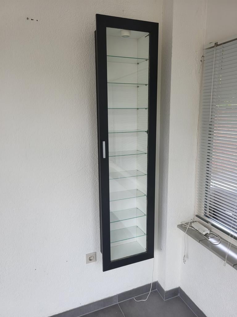 Ikea Bertby Vitrinekast met Verlichting voor Schaalmodellen, Ophalen, Minder dan 50 cm, Glas, Modern, Vitrinekast