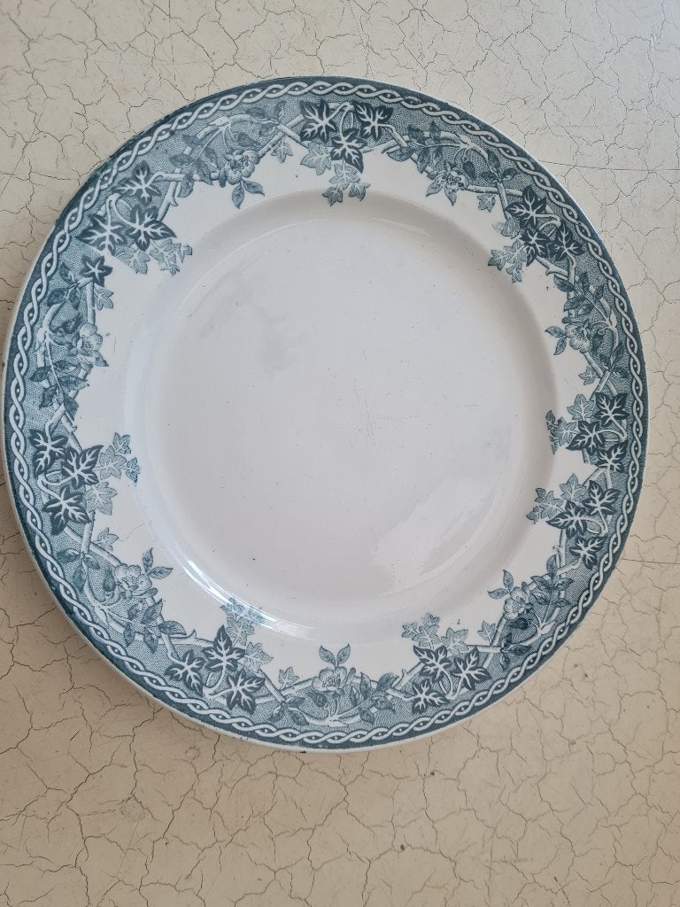 2 antieke ontbijtbordjes petrol blauw  p/st 5.95, Ophalen of Verzenden
