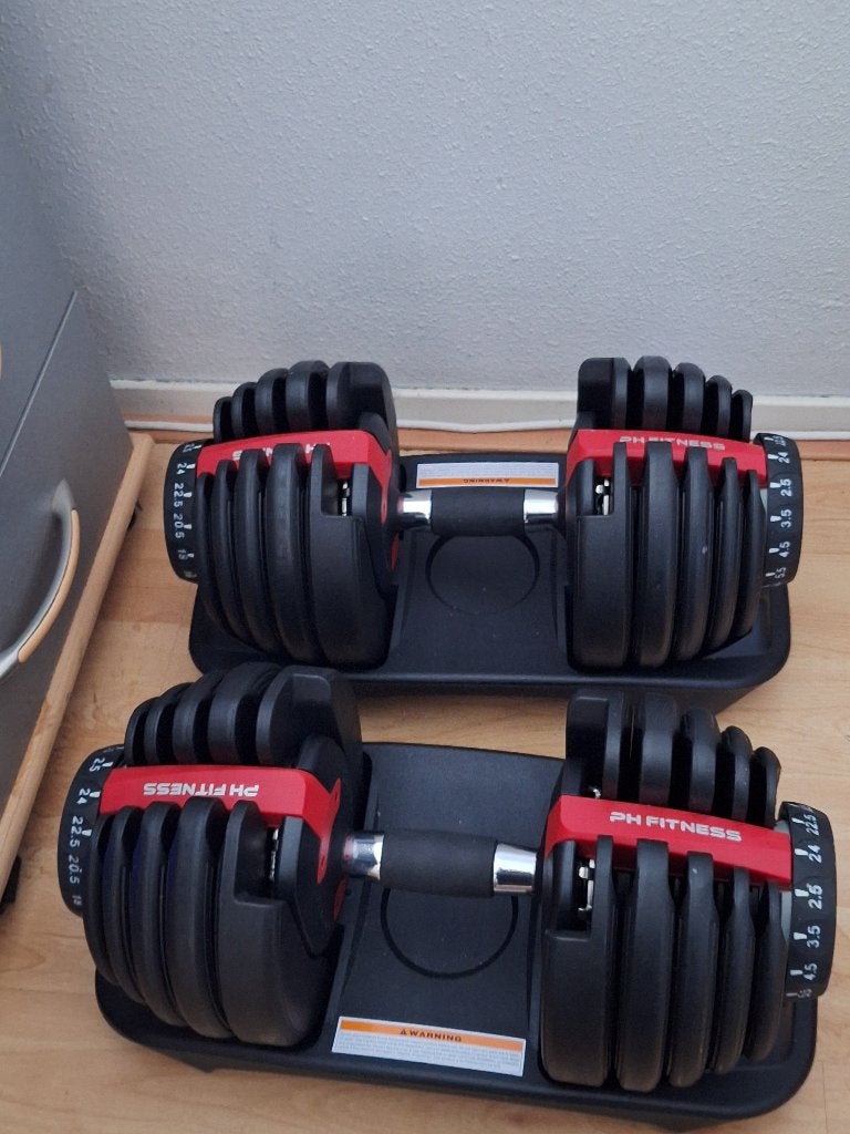 Set verstelbare dumbbells, totaal 48 kg. Nieuwstaat!, Ophalen, Zo goed als nieuw, Armen, Dumbbell