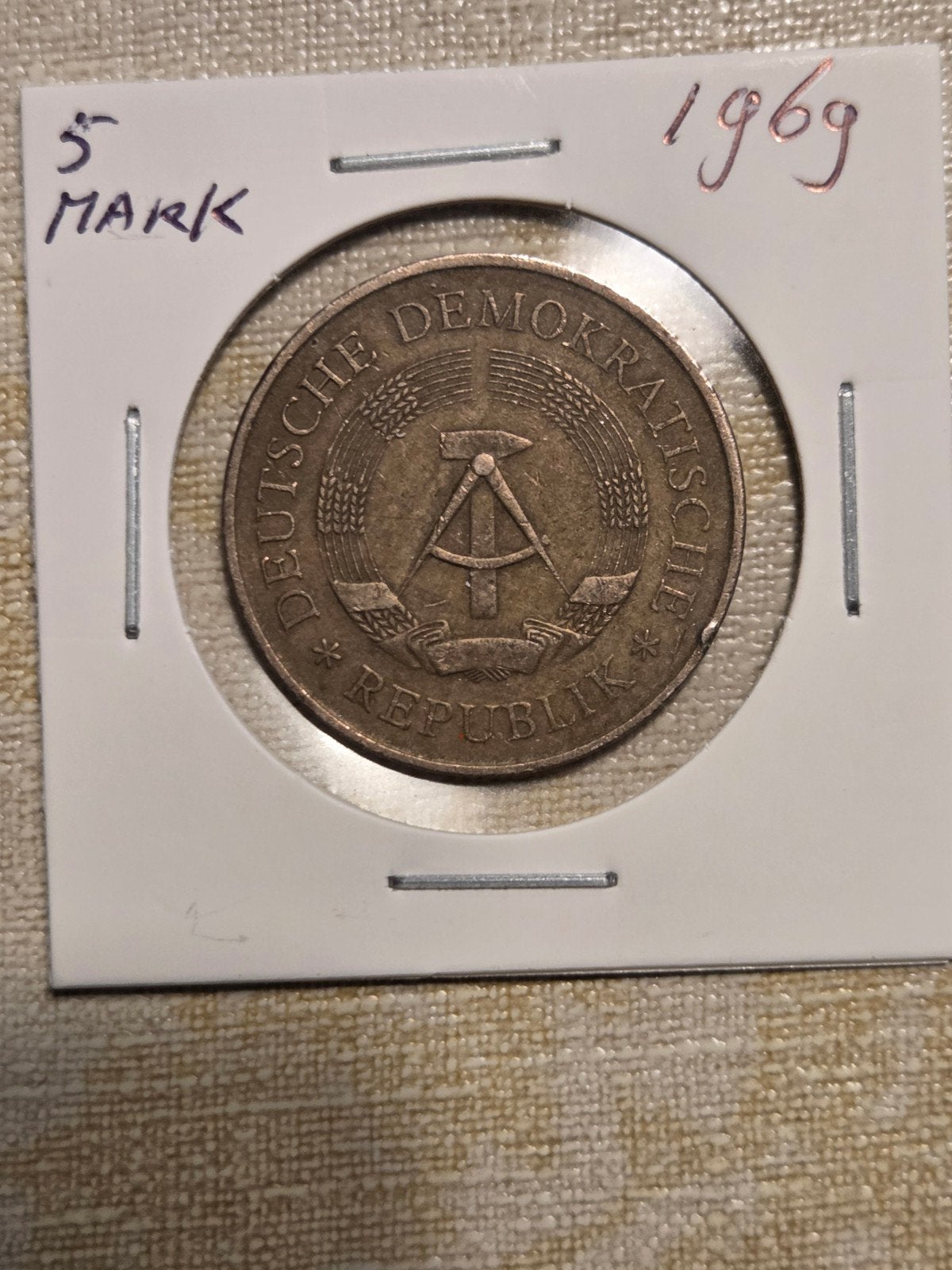 DDR 5 Mark munt 1969 - XX Jahre DDR, Ophalen of Verzenden, Duitsland